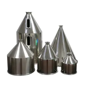 Tangki Industri Dosis Bubuk Cair Kustom Isi Feeder Hopper Saniter Tri Clamp Ss Conical Stainless Steel Feed Hopper