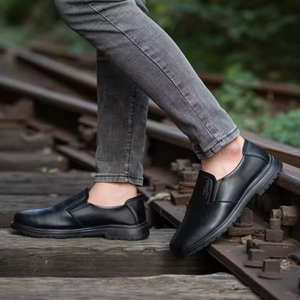 Cómodos zapatos de seguridad de trabajo con suela de goma antideslizante de cuero de microfibra <span class=keywords><strong>sin</strong></span> <span class=keywords><strong>cordones</strong></span> para hombres y mujeres - Product Image 6