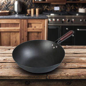 Wok traditionnel chinois en fonte Style japonais carré en acier au carbone avec <span class=keywords><strong>poignée</strong></span> <span class=keywords><strong>amovible</strong></span> pour cuisinière à induction à gaz - Product Image 4