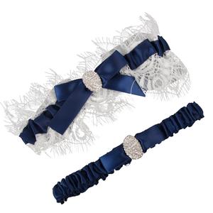 Jarretières de <span class=keywords><strong>mariage</strong></span> en dentelle personnalisée ensemble de jarretières de mariée pour femmes jarretières de mariée avec quelque chose de bleu Z221 - Product Image 4