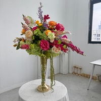 Arrangement floral artificiel de lotus réaliste en soie pour mariage, remise de diplôme, centre de table pour fête, décoration de Thanksgiving, long