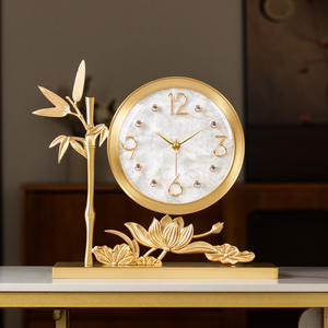 Horloge de <span class=keywords><strong>table</strong></span> analogique en laiton de style chinois, symbole de paix et de prospérité, <span class=keywords><strong>d</strong></span>écoration haut de gamme pour salon avec mouvement des secondes fluide - Product Image 3