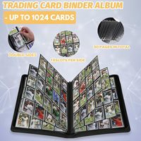 Classeur de cartes à collectionner étanche grande capacité (plus de 1000 cartes), porte-cartes en cuir PU à 16 pochettes pour cartes à chargement latéral de taille standard, noir
