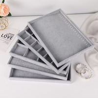 35x24x3cm plateau d'affichage velours gris pour collier bagues Bracelet bijoux présentoir bijoux organisateur stockage