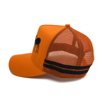 Gorra de malla de camionero para adultos de alta calidad con borde de sándwich rayas laterales gorra de camionero de 5 paneles gorra de red gorra de camionero bordada personalizada