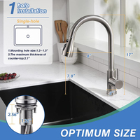 Robinet de cuisine en acier inoxydable 304 Top Sell avec pulvérisateur rétractable avec plaque de base