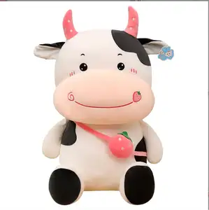 Kawaii çilek inek sığır peluş oyuncaklar yumuşak yastık doldurulmuş hayvanlar bebek Plushies üzüm inek