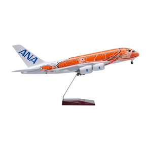 Modèle d'avion en résine ANA Airbus A380 Honu Turtle avec train d'atterrissage et base en bois, avion miniature de collection, décoration d'intérieur - Product Image 1