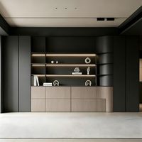 Mueble de Salón Moderno con Puertas de Vidrio y MDF Negro, Ecológico, de Gran Capacidad, Ajustable, Moderno