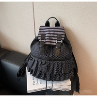 Style japonais extérieur Preppy Polka Dot Pattern Backpack Multi-Function Ruffles Design Daily Use Student Travel Bag