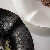 Assiette à soupe en porcelaine mate givrée, vaisselle en céramique, assiettes blanches irrégulières, ensemble de vaisselle de mariage, hôtel et restaurant