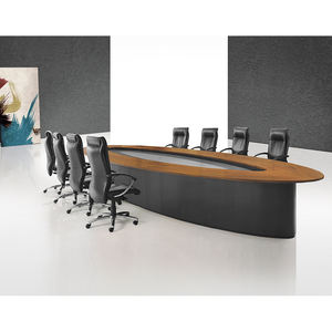 طاولة مؤتمرات بتصميم عصري مع ضمان التجارة، مخصصة حسب الطلب، مصنوعة من الخشب المضغوط المغطى بالقشرة، مكتب اجتماعات كبير مستدير مع شهادة - Product Image 1
