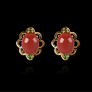 Natural Raw Red jasper Gemstone S925 <b>Silver</b> Claw Set Diamonds Women's Full-color <b>Silver</b> <b>Stud</b> Earring for Wedding Party Occasions - Product Image 6