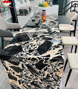 Table à manger en marbre Calacatta noir et or Napoléon pour cuisine et plan de toilette, mobilier de maison - Product Image 1