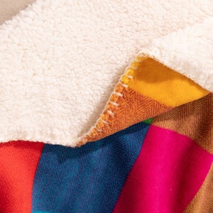 <span class=keywords><strong>Plaid</strong></span> <span class=keywords><strong>Sherpa</strong></span> coloré à carreaux imprimés, double face en polaire, chaud et réversible, pour canapé, lit et décoration intérieure - Product Image 3