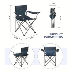 Chaise de camping pliable en métal ultralégère avec porte-gobelet, idéale pour le camping, la pêche, les pique-niques et les barbecues en plein air - Product Image 2