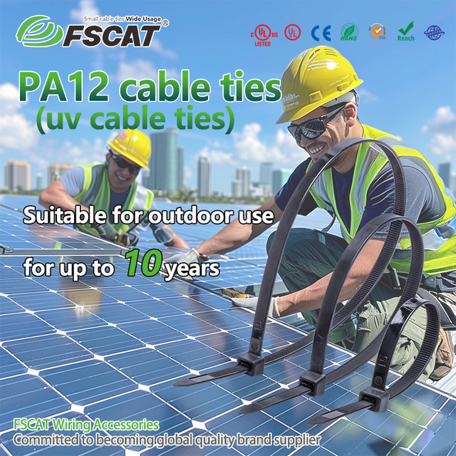 FSCAT Self-Locking Cable Ties 100 Pack Nylon 66 Wire Ties 3.6x150mm Black PA12 with Assorted Sizes UV Resistant Cable Ties