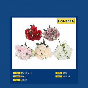 Venta al por mayor 39CM blanco artificial ramo de flores rosas 96 piezas por caja para el día de San Valentín y ocasiones de Acción de Gracias - Product Image 1