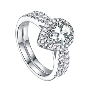 2 pezzi di lusso argento <span class=keywords><strong>Wonder</strong></span> Woman Set anello nuovo argento Sterling zircone esagonale per anniversario festa di matrimonio - Product Image 2