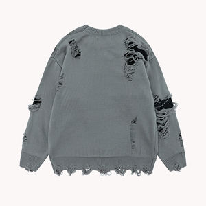 Pull décontracté à col rond en tricot jacquard ample et délavé pour homme, style streetwear - Product Image 6