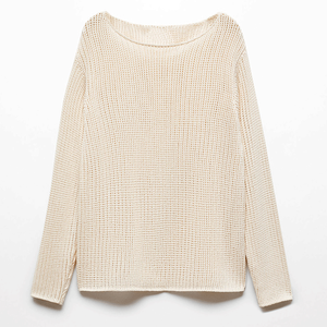 Suéter grueso de punto para mujer, Sudadera de cuello redondo, Jersey de punto de manga farol de gran tamaño con perla personalizada para prendas de punto para mujer - Product Image 3