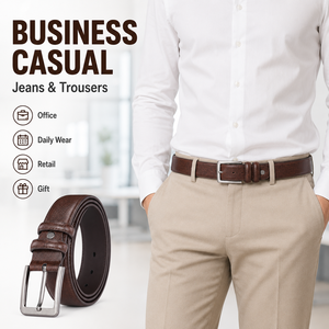 <span class=keywords><strong>Ceinture</strong></span> en <span class=keywords><strong>cuir</strong></span> de vachette pour hommes de Style classique en <span class=keywords><strong>cuir</strong></span> fendu de haute qualité marron avec boucle ardillon en alliage pour les affaires ou les jeans - Product Image 4