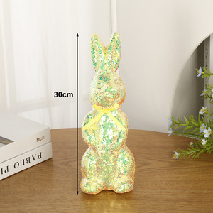 DAMAI Easter Decor Rabbit Ornament Festival Atmosphere Ornament Foam <b>Material</b> Rabbit Statue with <b>Sequins</b> for Holiday Decor - Product Image 5