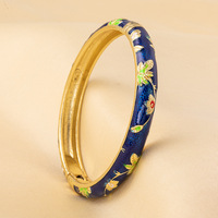 Bracelet Rétro Émail Cloisonné pour Femme, Bijou de Main Créatif Ouvert, Souvenir de Voyage