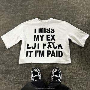 Diseñadores gráficos Hombres Camiseta OEM Boxy Fit Dtg Impresión digital 3D Caja de algodón de peso pesado Camiseta recortada Camisetas de gran tamaño para hombres - Product Image 3