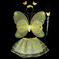 Nouvel ensemble de costumes d'ailes d'ange papillon pour filles avec ailes de fée luminescentes pour accessoires de scène scolaire et fournitures de fête