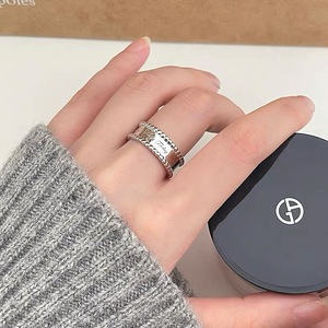 S925 Sterling <b>Silver</b> Korean Style Letter <b>Ring</b> Wide Face Open Index Finger Unisex Jewelry Gift - Product Image 3