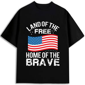 Camiseta para Hombre Land of the Free Home of the Brave, 100% Algodón, 180 Gramos, Estampado en Serigrafía, Manga Corta, Jersey Ecológico, Hecho en EE. UU. - Product Image 1