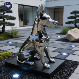 Escultura de Doberman <span class=keywords><strong>Pinscher</strong></span> de Acero Inoxidable 304 316 Pulido a Espejo, de <span class=keywords><strong>Tamaño</strong></span> Real, Moderna, para Decoración de Jardín o Villa - Product Image 2