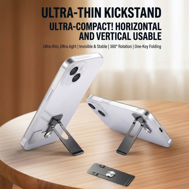 Ultra Thin 0.7mm Invisible Foldable Phone Back Sticker Stand 360 Rotating Adhesive Mini Metal Phone Kickstand For Iphone Android