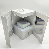 Affichage holographique de luxe brillant, porte personnalisée ouverte PR produits de soins de la peau coffret cadeau boîte d'emballage avec miroir