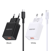 KAKUSIGA Big Sale EU 2.4A Pengisi Daya Pintar Satu Port untuk Pengisi Daya Ponsel (Kepala Pengisi Daya + Kabel Data) dengan Kabel Micro