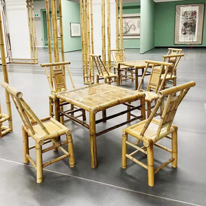 <b>Bamboo</b> Garden Set <b>Table</b> And Chairs 45x35x90 Cm Asian Style Outdoor Furniture For Garden Seating - Product Image 1