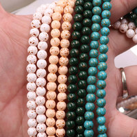 Perles en verre émaillé solides multicolores 6mm 8mm avec points dorés, en stock usine, vente en gros de perles en vrac pour la fabrication de bijoux DIY
