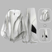 Ensemble veste à capuche et pantalon pour homme, élégant, printemps/automne, 650g, polyester, color-block, sweat à capuche zippé, pantalon décontracté ample, ensemble athlétique