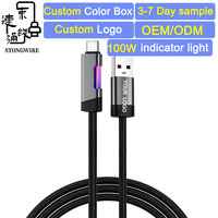 Cable USB-A Tipo-C de Carga Rápida de 100W 3A, Conductor de Cobre Puro, Trenzado de Nailon, Personalizado de Fábrica para Computadora, Cámara y Dispositivos IOS