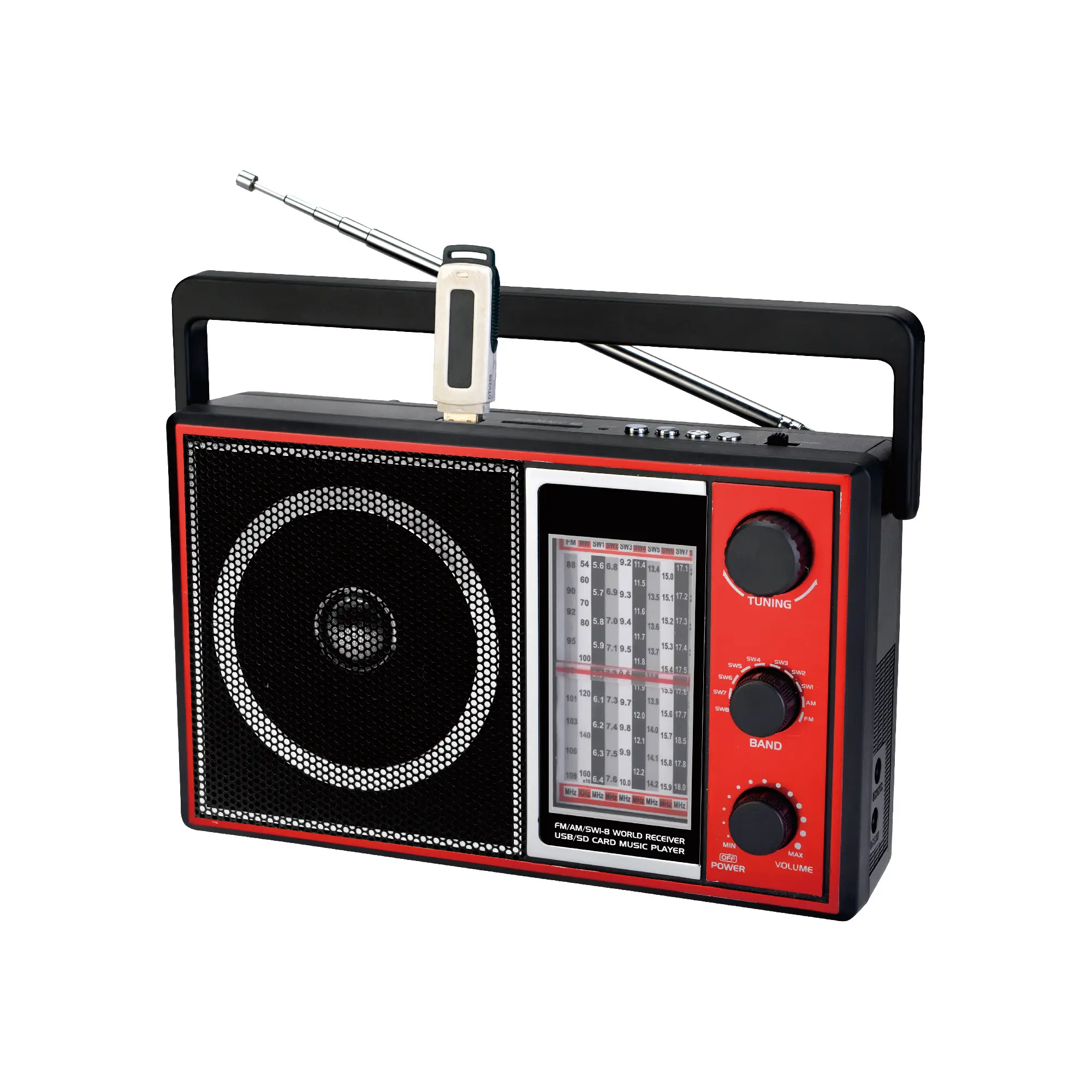 Penjualan langsung pabrik OEM Radio Retro Klasik FM AM SW Radio portabel BT USB SD Radio Speaker tanam penerima rumah