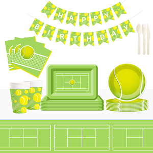 DAMAI - Juego de Vajilla Desechable de Papel con Diseño Deportivo de Tenis para Fiesta de Cumpleaños, Platos, Servilletas y Vasos para Niños - Product Image 1