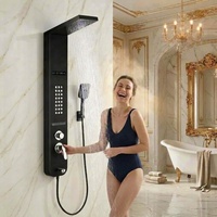 Panneau de douche pluie moderne de luxe en acier inoxydable 304 avec affichage numérique, jets de massage corporels, douchette à main et robinet mural