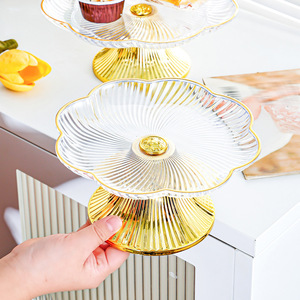 Floral Shaped Plastic Dessert Stand With Gold Base For Snacks And Cake Display Home Party Tableware - Product Image 2