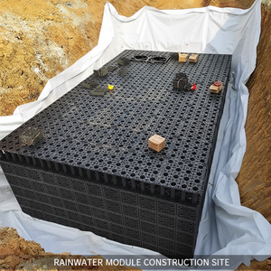 Module de réservoir d'infiltration d'eau pour terrains de jeux d'écoles primaires, sous les pistes, les allées et les chemins de circulation légers, avec géotextile - Product Image 5