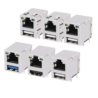 Conector Ethernet Magnético RJ45 8P10C 100/1000 Base-T Hecho en China con Doble USB