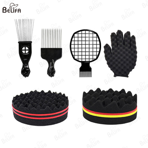 Peigne Afro Curl <span class=keywords><strong>Twist</strong></span> Sponge Set Peigne Afro Pick et éponge à boucles à deux côtés pour hommes noirs - Product Image 1