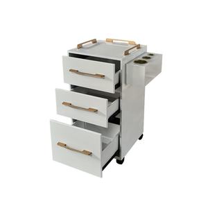 Modern Luxury White and Black <b>Hairdressing</b> Cart <b>Trolley</b> Metal Stainless Steel <b>Trolley</b> Cabinet - Product Image 6