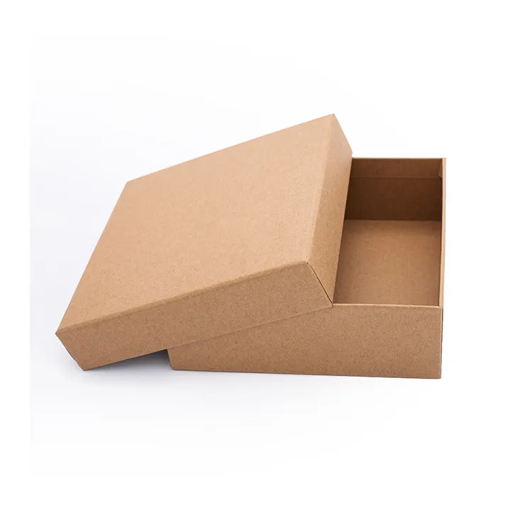 Custom Logo Recyclable Eco-friendly skincare Brown Paper cardboard natural gift boxes lid and base Packaging Kraft Box