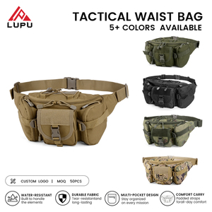 Sac banane tactique LUPU kaki multi-poches en tissu Oxford avec fermeture éclair et fermoir, ceinture réglable pour le cyclisme et la randonnée - Product Image 1